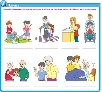 Valores practicados en el grupo familiar