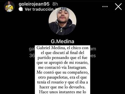 El mensaje de Gabriel Medina a Jean Paulo por el rosario que reclamó el arquero de Cerro Porteño.