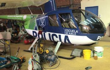 Un helicóptero de la Policía de la provincia de Buenos Aires (Argentina) fue hallado en el hangar.