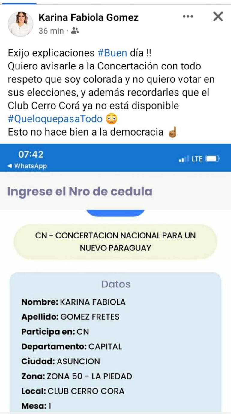 Aparece que debe votar en un sitio en donde ya no existe.