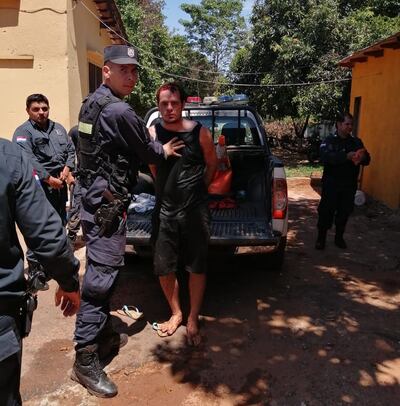Jorge Cabrera Luján, ya de vuelta en la sede de la Comisaría Mboi'y de Itauguá.