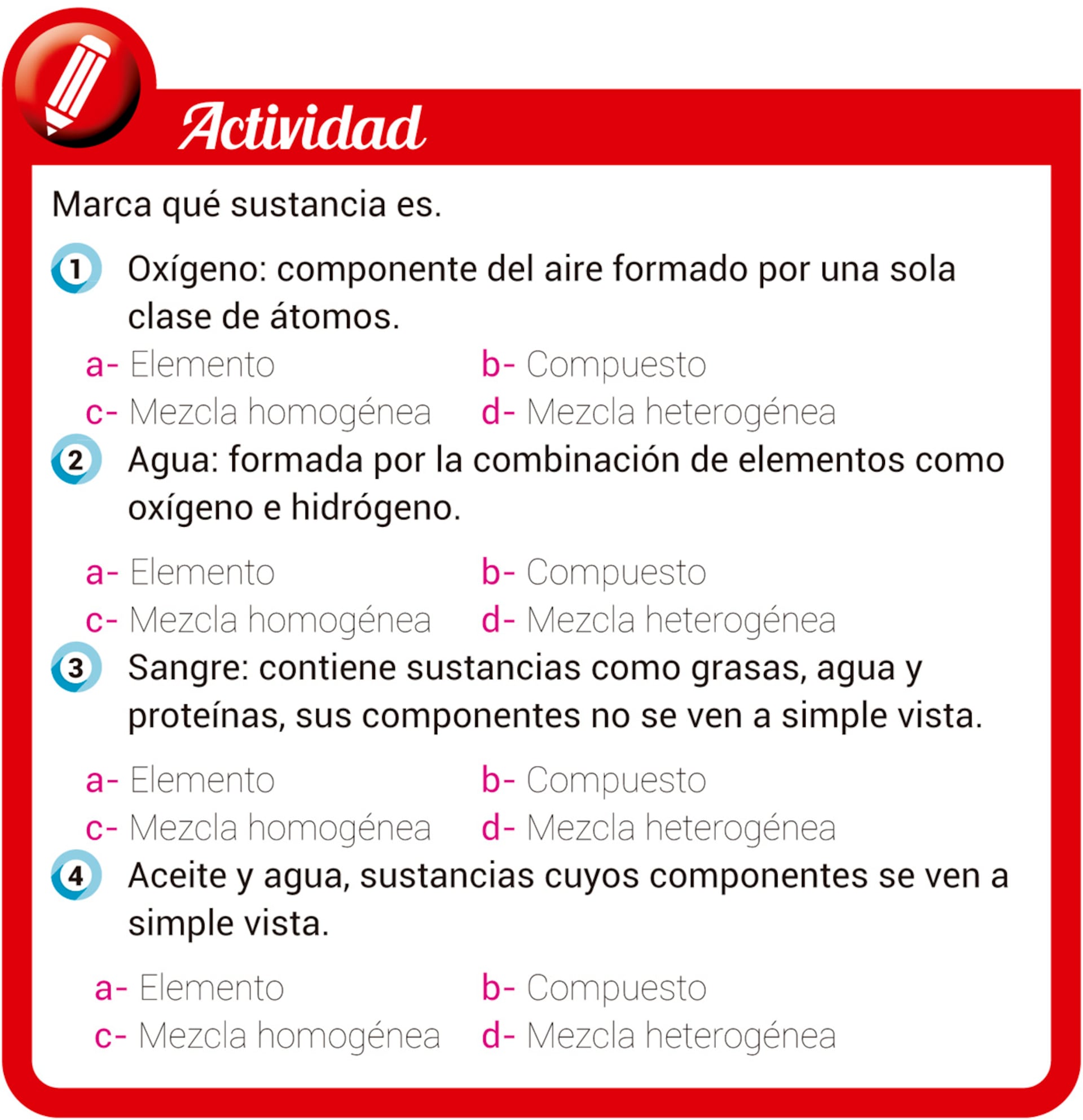 elementos compuestos y mezclas
