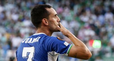 Juanmi anotó un doblete este jueves para el Betis.