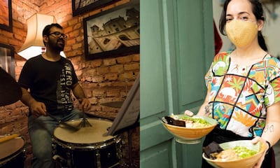 El baterista Seba Ramírez y la cocinera Gabi Gómez Crosa.