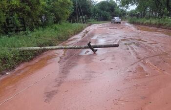 Varios postes del tendido eléctrico fueron derribados por el temporal del miércoles y hasta esta mañana seguían sin energía eléctrica