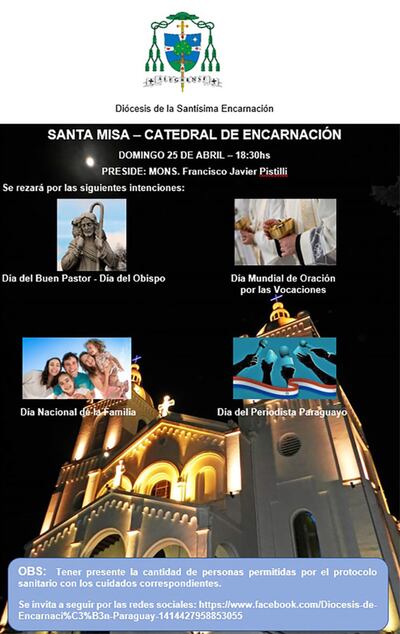 Anuncio de misa por caídos en la pandemia, en Encarnación