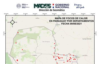 El Mades reporta 121 focos de calor en el departamento de Boquerón.