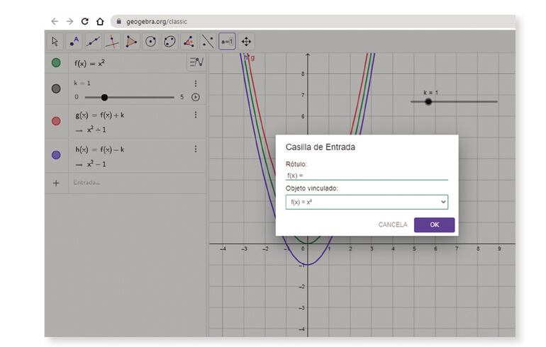 Transformaciones de funciones con GeoGebra