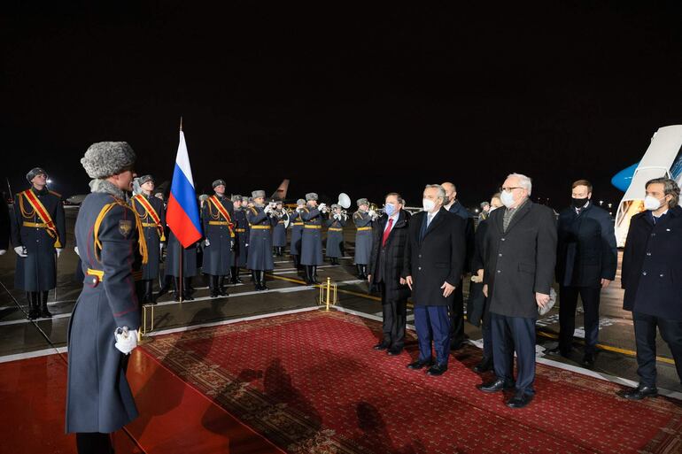 El presidente argentino Alberto Fernández, a su llegada a Moscú.