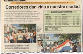 Página del suplemento deportivo de ABC Color del 30 de junio de 2003 en la que se publicaron los detalles de la primera edición de la Media Maratón Ciudad de Asunción.