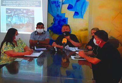 Conferencia de prensa de la UNE este martes.