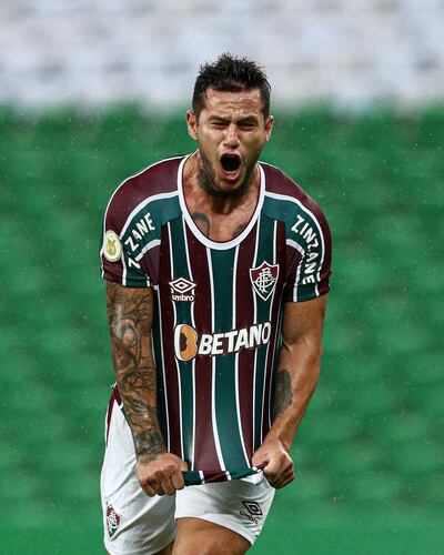 Raúl Bobadilla, en el festejo de su primer gol con Fluminense.