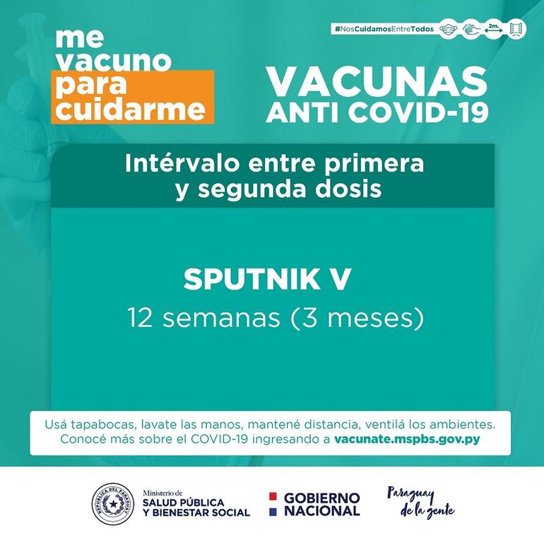Ahora se extiende vacunación con segunda dosis de las Sputnik V hasta tres meses tras primera aplicación.