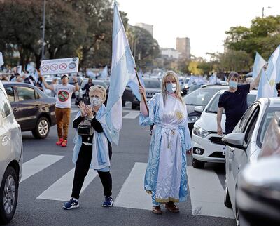 Una de las manifestaciones realizadas ayer en Buenos Aires contra la gestión del presidente Alberto Fernández.