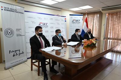 Conferencia de prensa de la SET y de la Secretaría Anticorrupción este jueves.