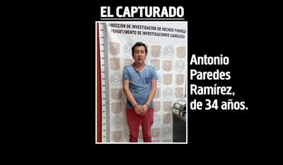 Antonio Paredes Ramírez, capturado e imputado.