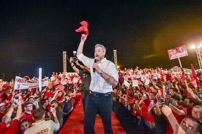 El presidente Mario Abdo Benítez, durante un acto político del Partido Colorado.