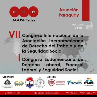 Los congresos sobre derecho del trabajo y seguridad social estarán abiertos a todo el público interesado y se desarrollarán en la modalidad virtual.