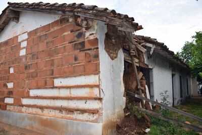 Una parte de la pared  de la antigua casona ubicada sobre la acera Parral se derrumbó en el año 2019.