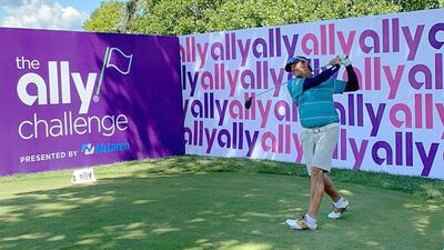 Carlos Franco en la ronda de prácticas en el Warwick Hills G&CC donde jugará desde mañana el torneo The Allys Challenge (Foto red social Carlos Franco).
