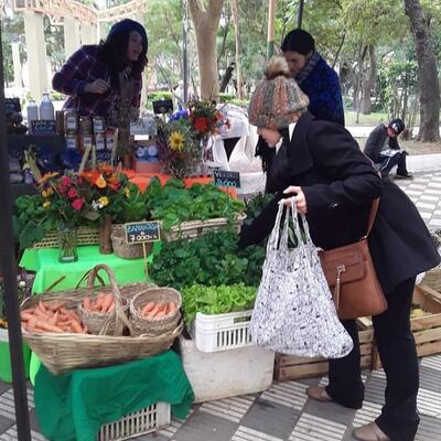Feria de La Red Agroecológica en la plaza Italia