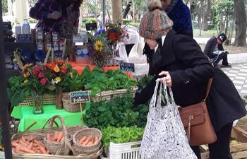 Feria de La Red Agroecológica en la plaza Italia