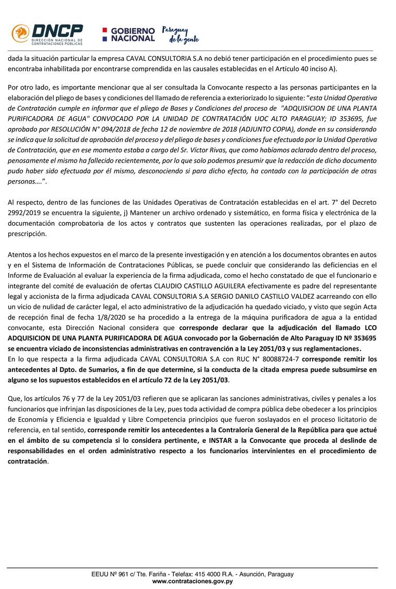 La firma Caval Consultoría no debería haber siquiera participado en la licitación, según DNCP.