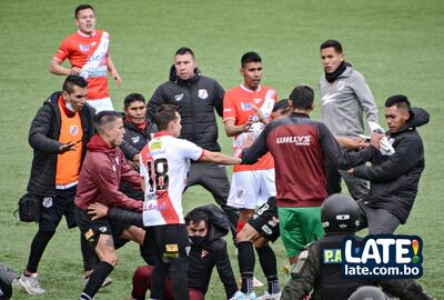 Se registraron agresiones al finalizar el juego de este sábado.