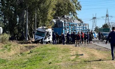 El camión que chocó contra el micro del plantel de Unión de Santa Fe.