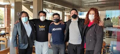 Victor Aillón, David Miranda, Cesar Correa, Max Livieres y Jessica Fernandez, durante una de las reuniones de representantes del rubro audiovisual.