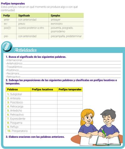 Los prefijos temporales y locativos