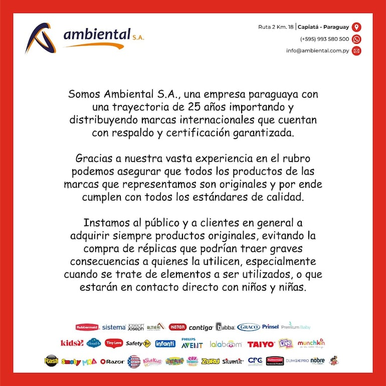 Empresas emitieron comunicado ante la aparición de productos falsificados "Cry Babys" con alta concentración de sustancias tóxicas. Aclaran que productos originales son seguros e instan a adquirirlos de distribuidores certificados y con garantía.