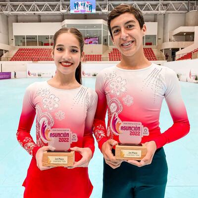 La pareja compuesta por Luciana Sanabria Gulino y Roberto Otazú consiguió la primera ubicación en la categoría Pareja de Danza Juvenil. Fotos: CPP
