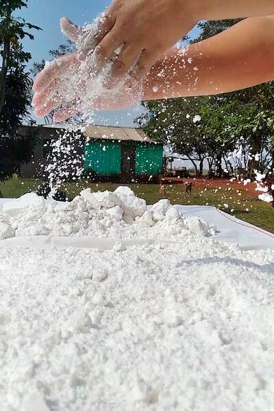 “Mbeju” se denomina el primer capítulo, en el que se podrá ver parte del trabajo para la fabricación del almidón de mandioca.