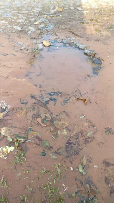 Calle destrozada en Lambaré