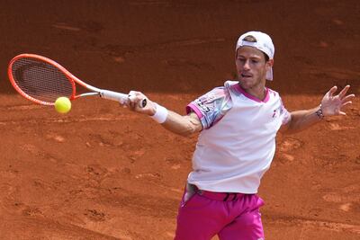 El tenista argentino Diego Schwartzman durante su partido contra el italiano Lorenzo Musetti en los octavos de final del Barcelona Open Banc Sabadell-Trofeo Conde de Godó.