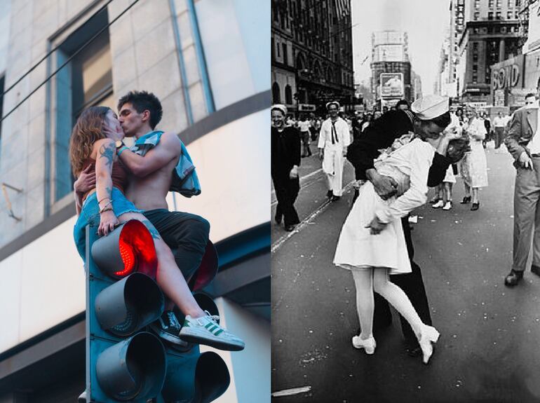 El beso de los argentinos y Sailor kissing the nurse de Eisenstaedt.