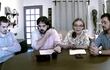 Ana María Morra viuda de Leguizamón y sus hijos, hoy durante una conferencia de prensa, a 30 años de la muerte del periodista