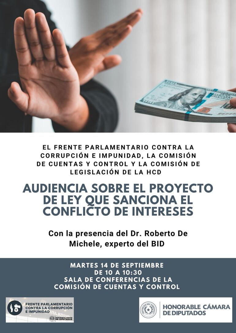 Audiencia pública sobre proyecto de ley contra el conflicto de Intereses.