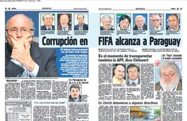 Publicaciones periodísticas sobre el FifaGate, luego de que se destapara el escándalo mundial.