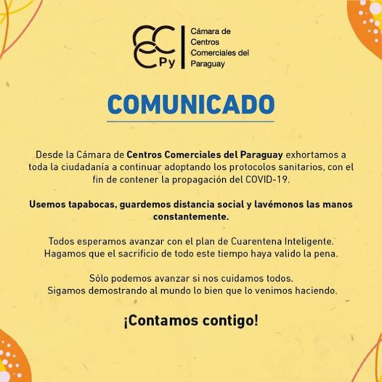 En el comunicado instan a la ciudadanía a respetar los protocolos sanitarios