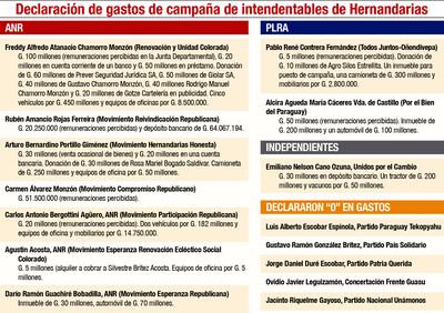 DECLARACIÓN DE GASTOS DE CAMPAÑA DE INTENDENTABLES DE HERNANDARIAS