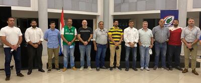 La nueva comisión directiva de la Unión de Rugby del Paraguay, para el periodo 2021-2025, tras la asamblea del lunes.