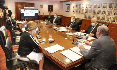 Sesión del pleno de la Corte Suprema de Justicia que preside el ministro César Diesel.