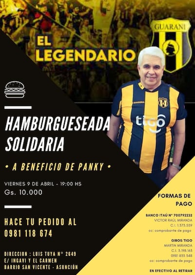 El señor Panky está internado a causa del covid-19 y hoy se llevará  a cabo la venta de hamburguesas a beneficio.
