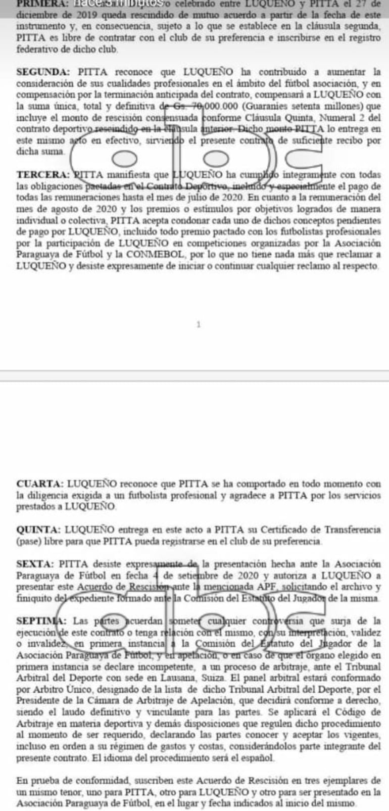 El acuerdo entre Pitta y Sportivo Luqueño.
