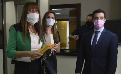 La diputada Celeste Amarilla (PLRA), Kattya González (PEN) y Sebastián García (PPQ ).