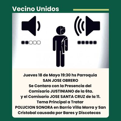 Vecinos se reunirán con la Policía ante polución sonora generada por bares y discotecas.