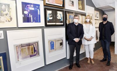 Hernando Lesme, Viviana Dioverti y Fredi Casco en el gabinete “Bernardo Krasniansky” del museo.