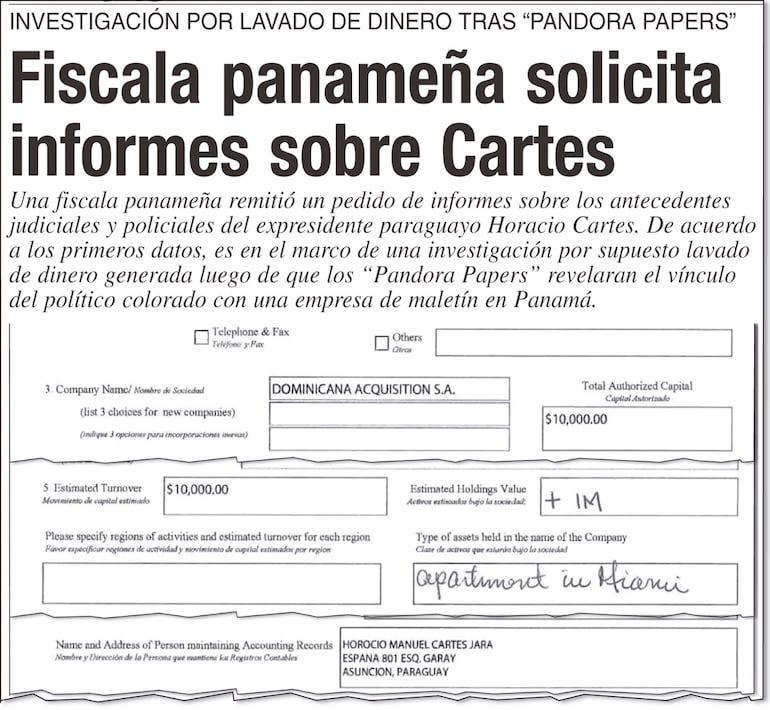 La fiscalía panameña había solicitado informes sobre la compañía de portafolio creada por el exmandatario.
